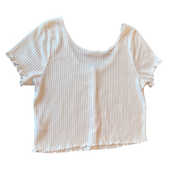 Double Zero Lovely Ribbed Button Front Crop Top Size L - Picture 6 of 8